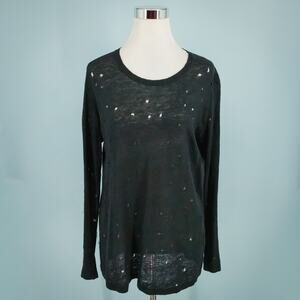 IRO Size Small S Marvina Distressed Crew Long Sleeve Lightweight Linen Sweater